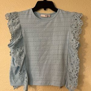 Blue patterned blouse